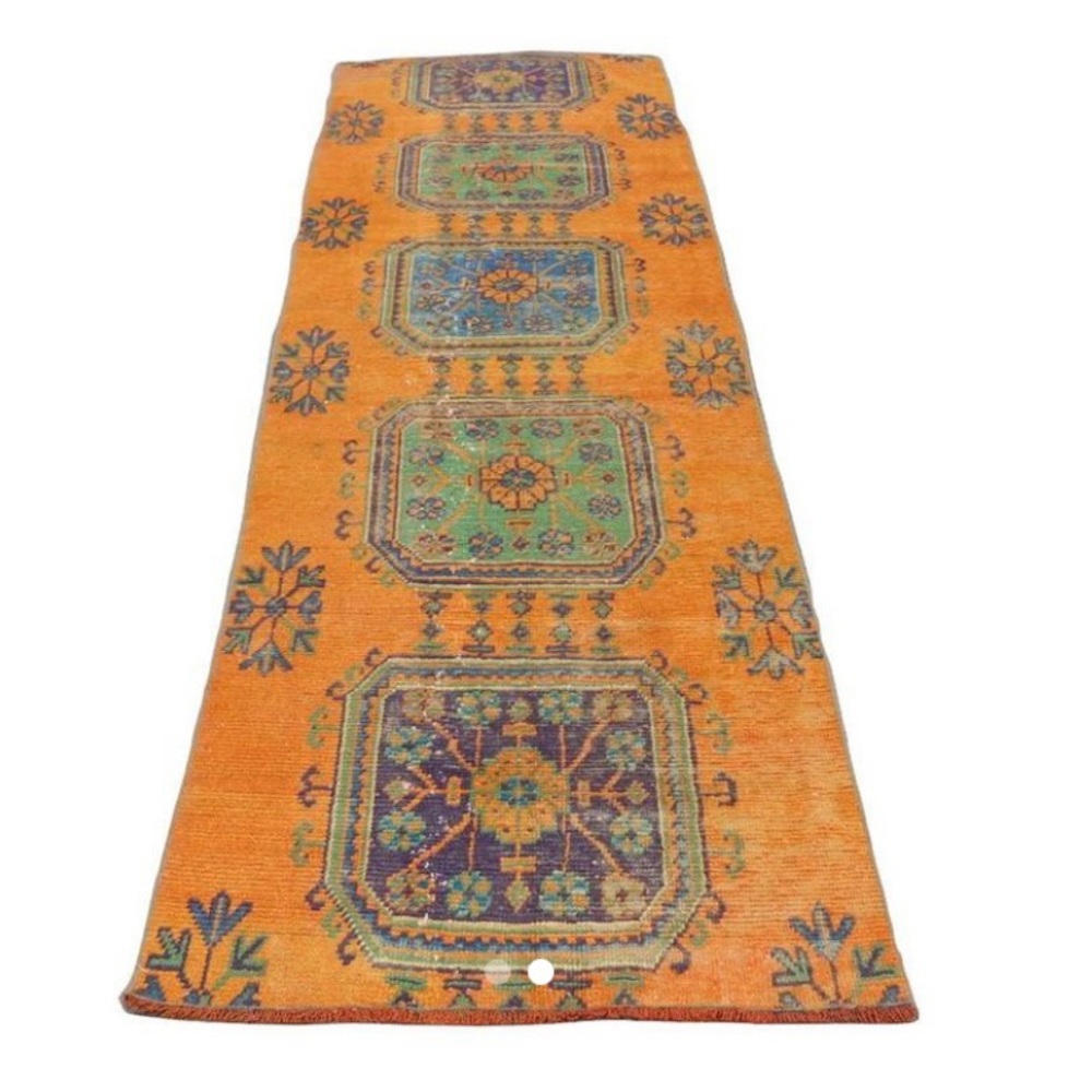 35x113 ORANGE 🍊 Vintage Turkish runner